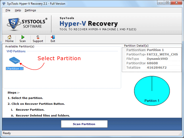 select windows hyper-v partition