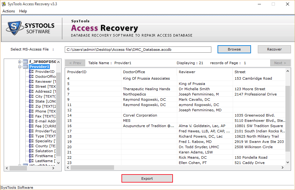 export-database